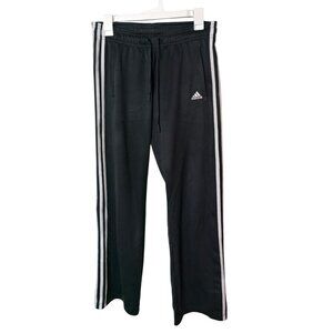 Adidas Climalite Mens Black Track Pants S White Stripes Pockets Athletic Sporty